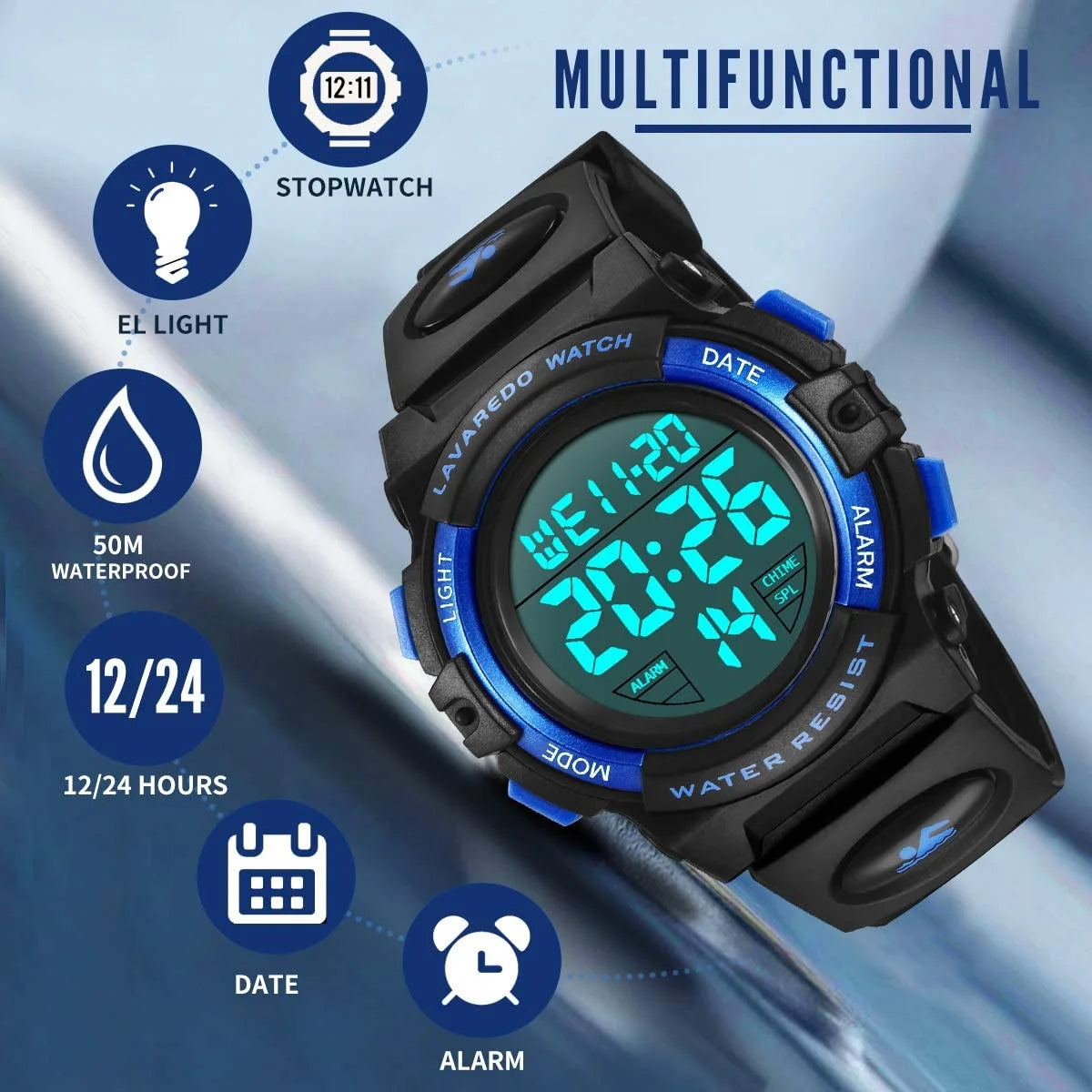 Digital Sports Watch for Age 4-15 Waterproof Watches with Alarm Stopwatch Wrist Watches for Age 4-15 Birthday Chriatmas Gift